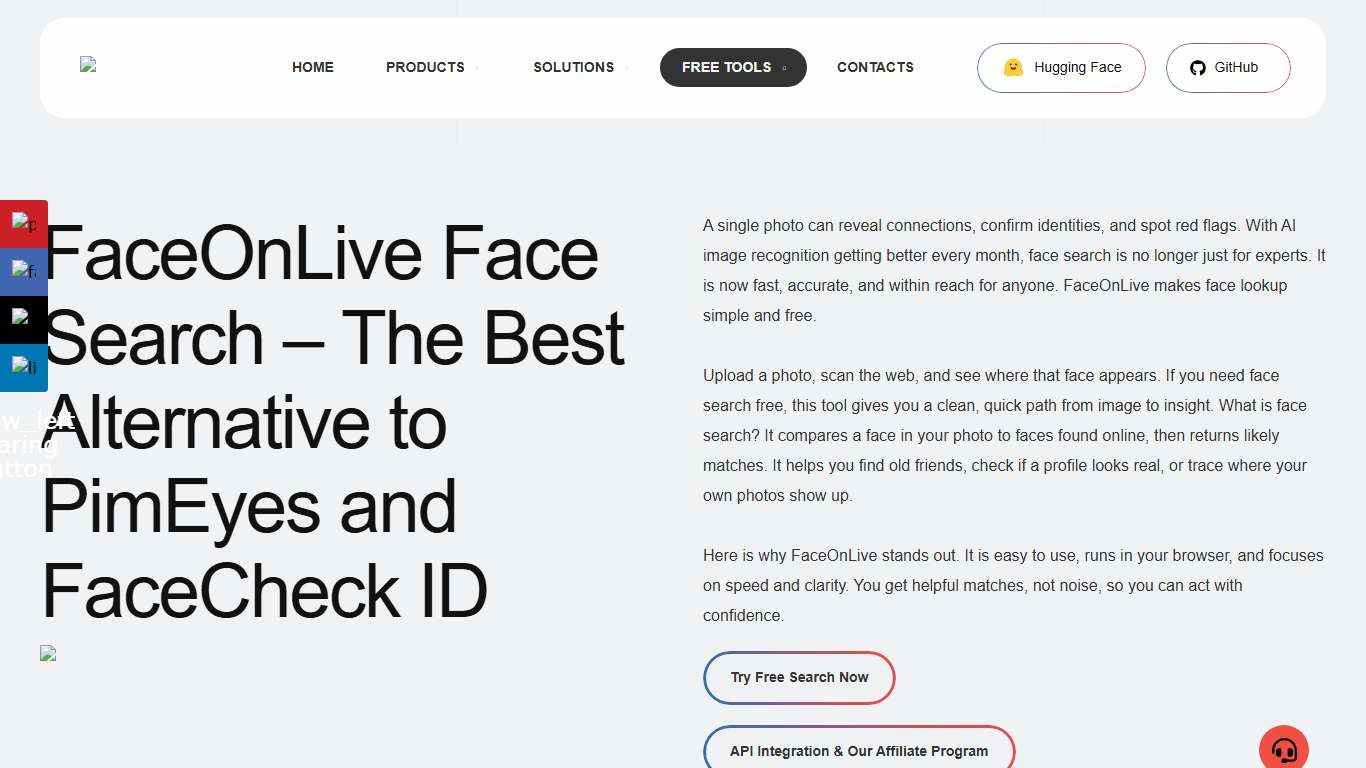 Free Face Search Online - The Best Alternative to PimEyes and FaceCheck ID - FaceOnLive : On-Premises ID Verification & Biometrics Solution Provider